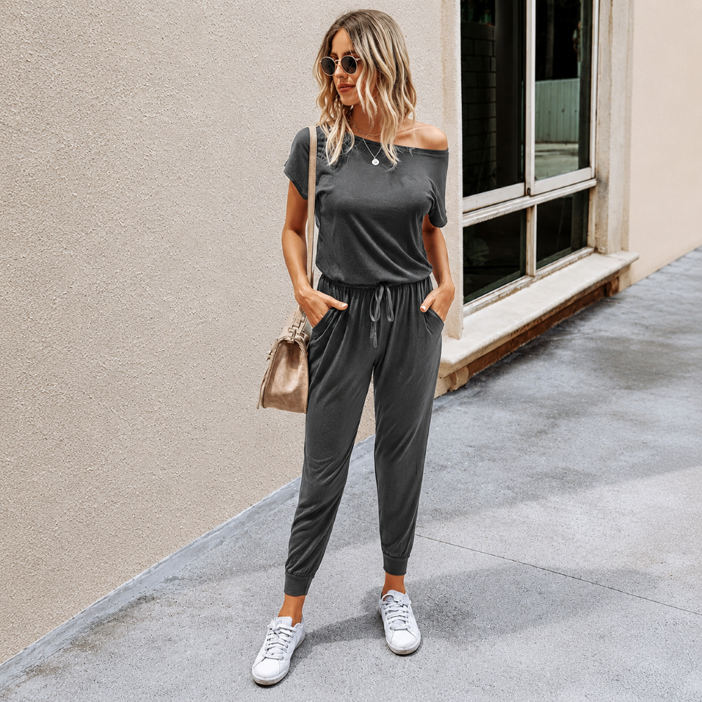 Plus Size Off-Shoulder Romper – Comfy Summer Jumpsuit