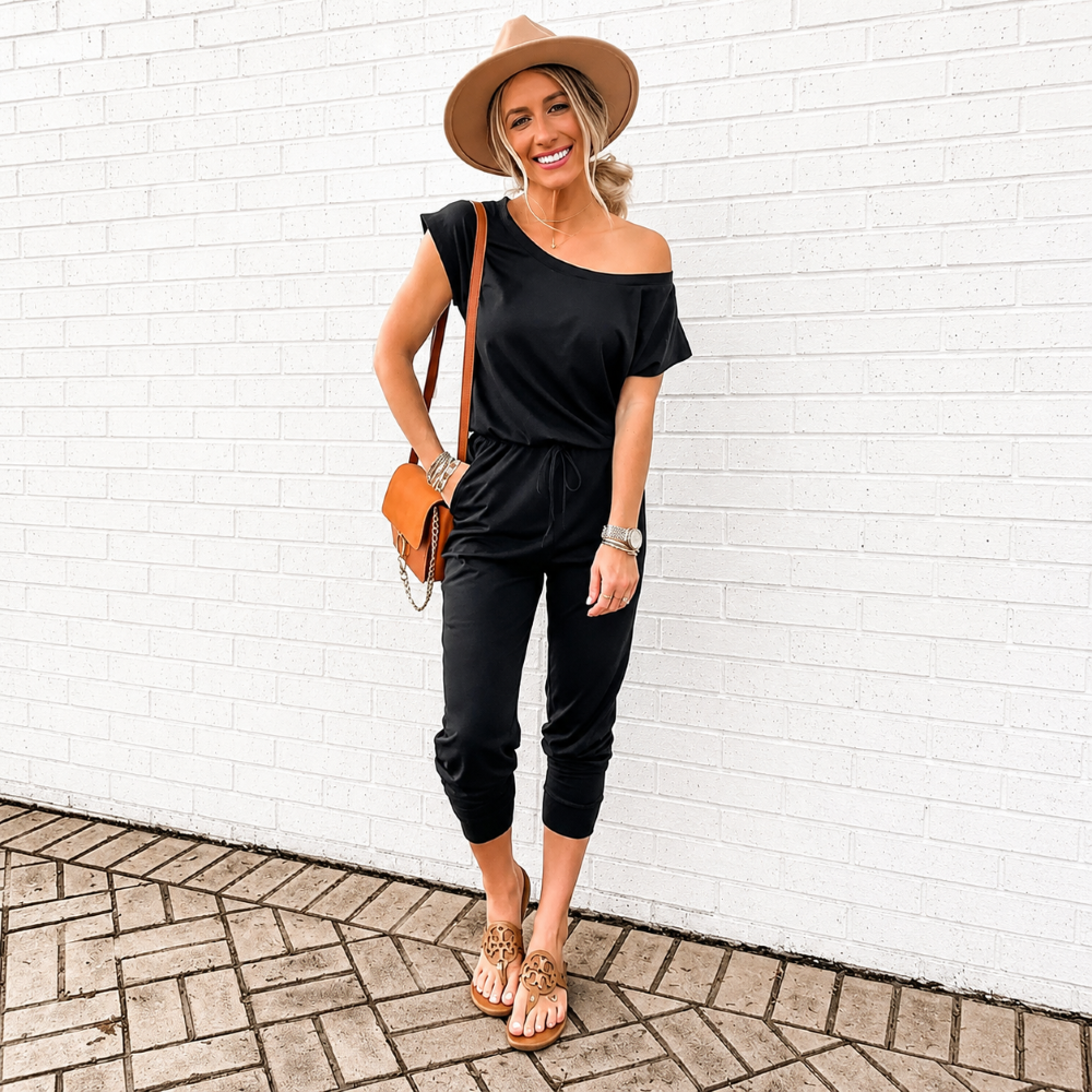 Plus Size Off-Shoulder Romper – Comfy Summer Jumpsuit