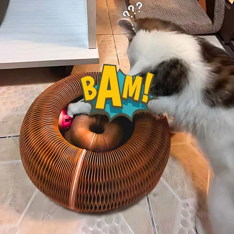 Foldable Cat Scratching Board With Bell Accordion