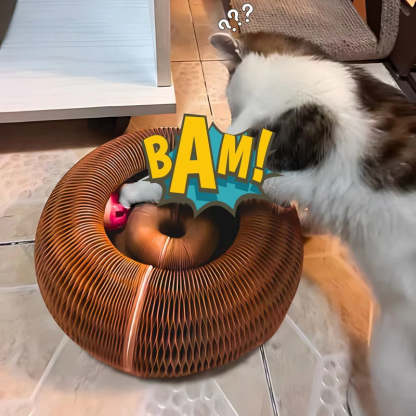 Foldable Cat Scratching Board With Bell Accordion