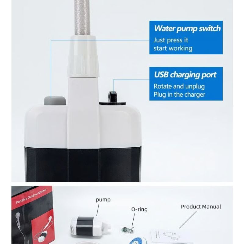🚿 Stay Fresh Outdoors – ✨Portable Camping Shower with Adjustable Flow – For Easy & Convenient Outdoor Cleaning