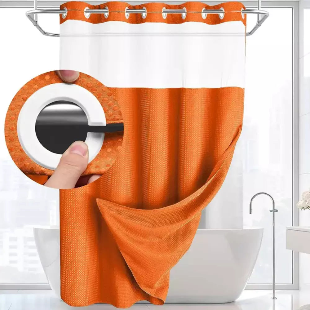 Orange waffle texture shower curtain