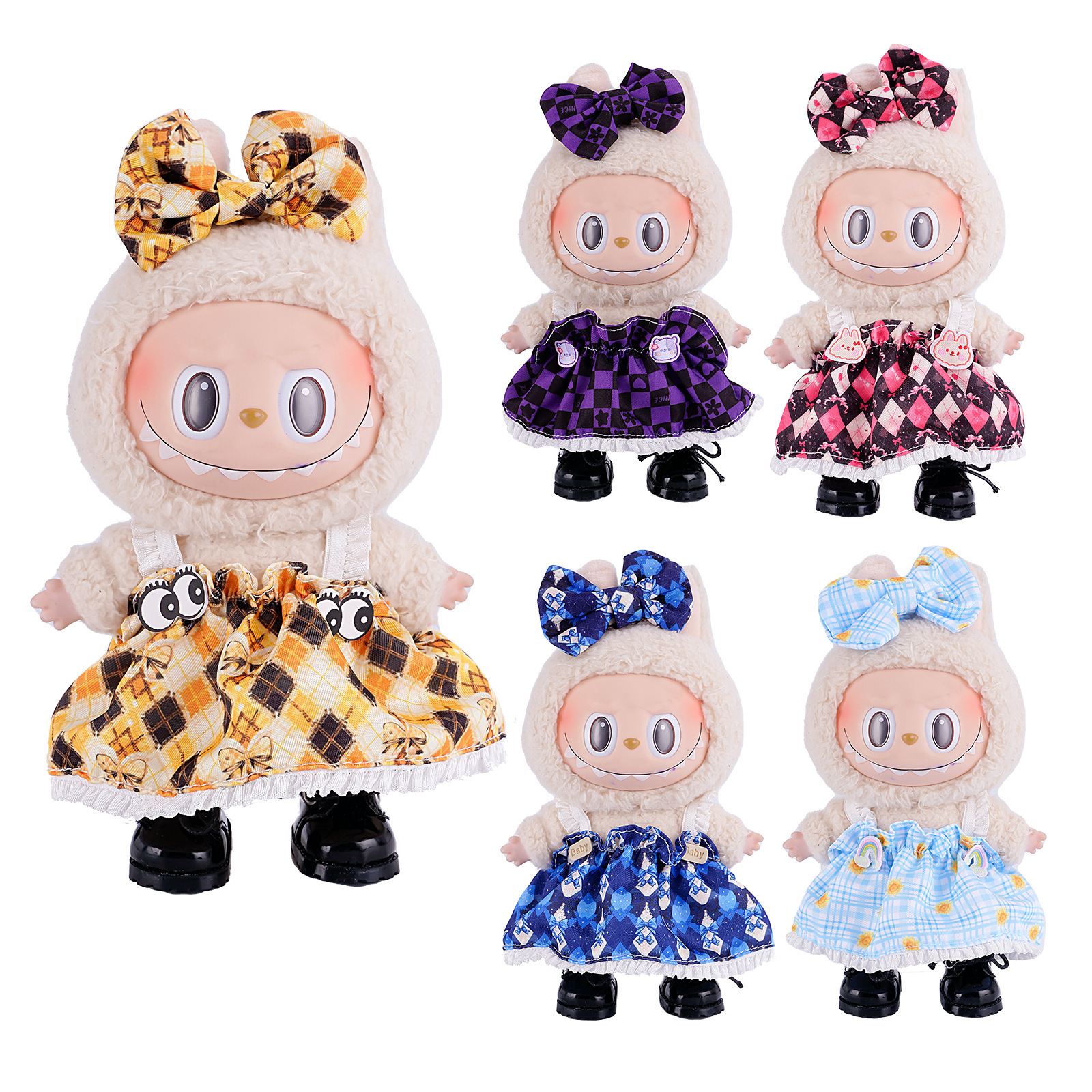 New first and second generation Labubu Labubu party pendant 17cm doll clothes doll sweet skirt
