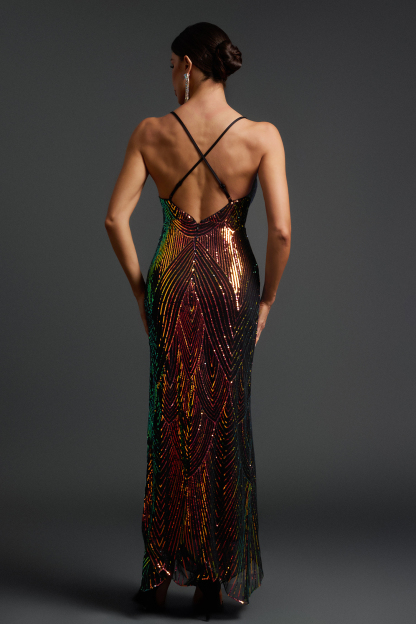 Thea V-neck Sequin Maxi Dress