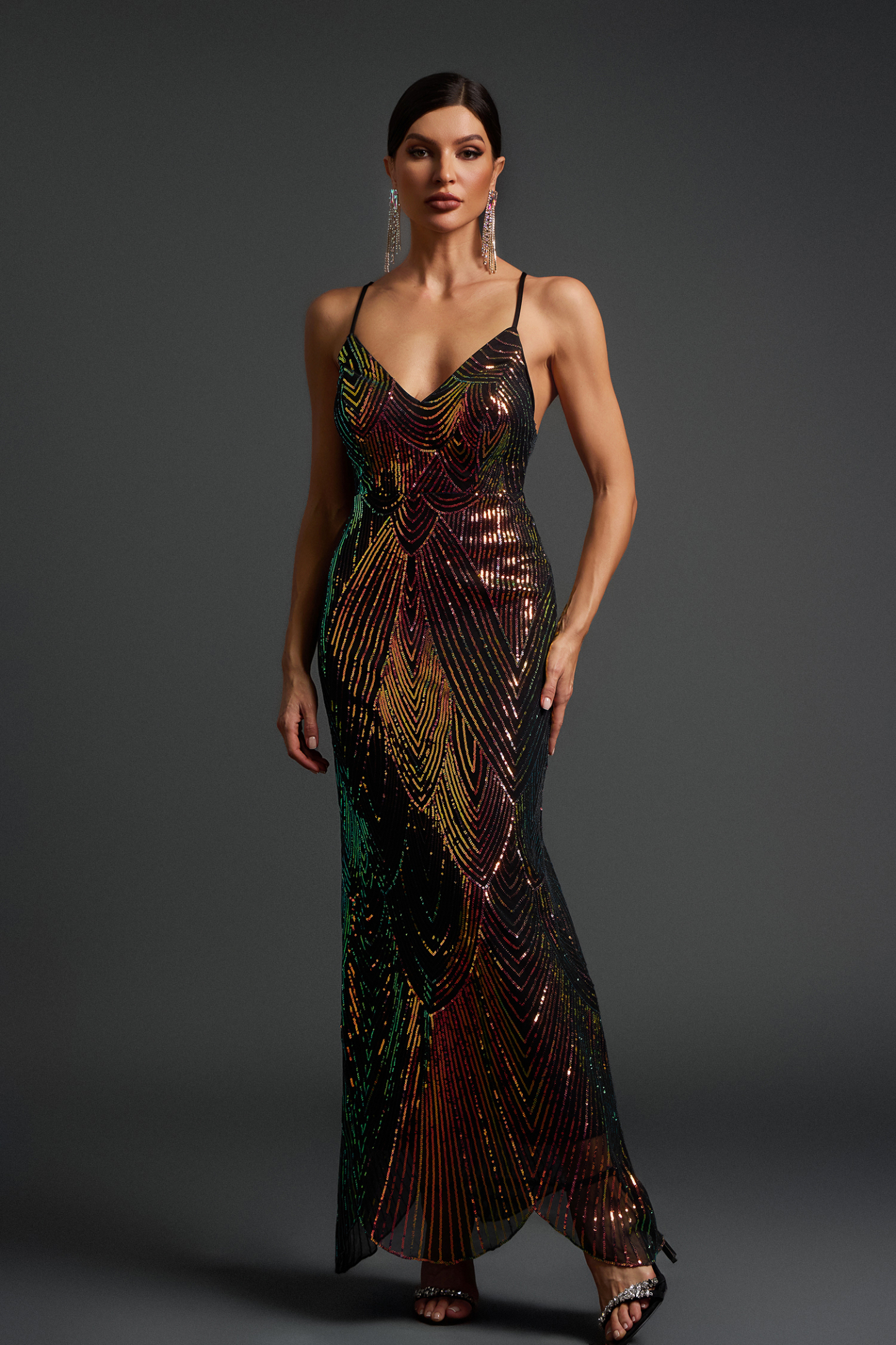 Thea V-neck Sequin Maxi Dress