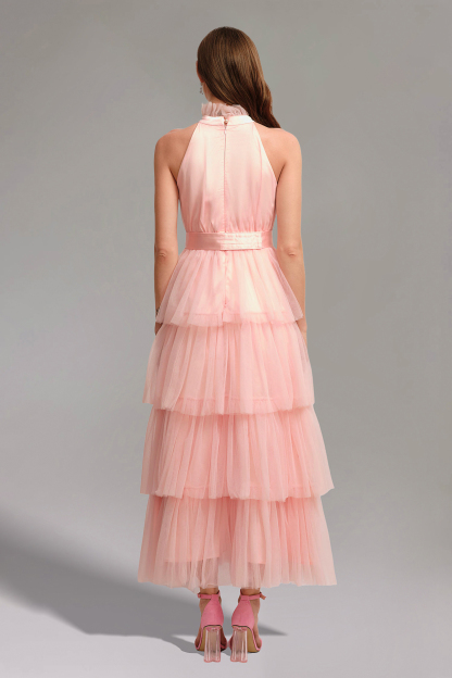 Odelia Sleeveless Bow Puffy Maxi Dress