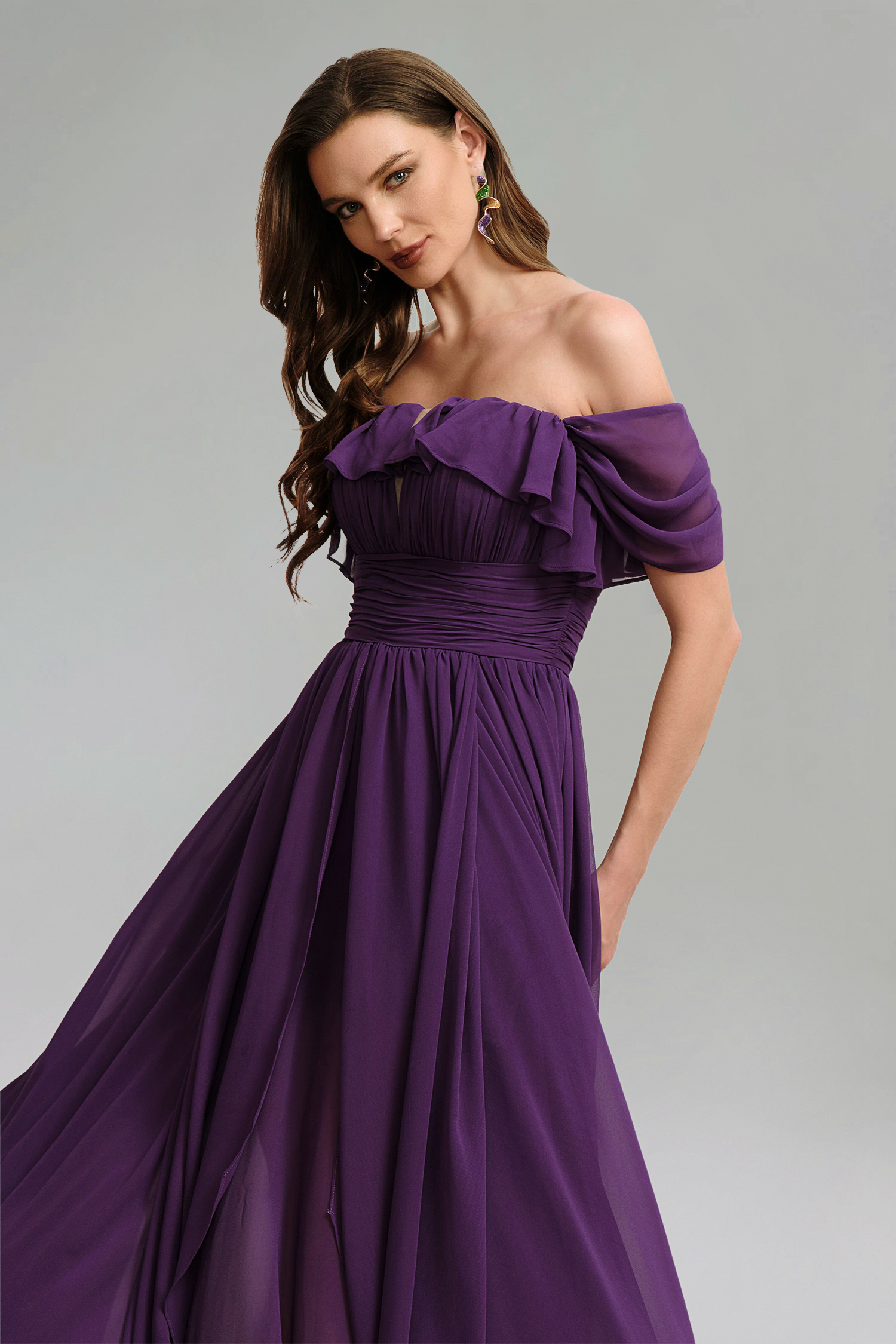 Kiyami Off-shoulder Maxi Dress - Purple
