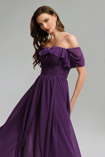 Kiyami Off-shoulder Maxi Dress - Purple