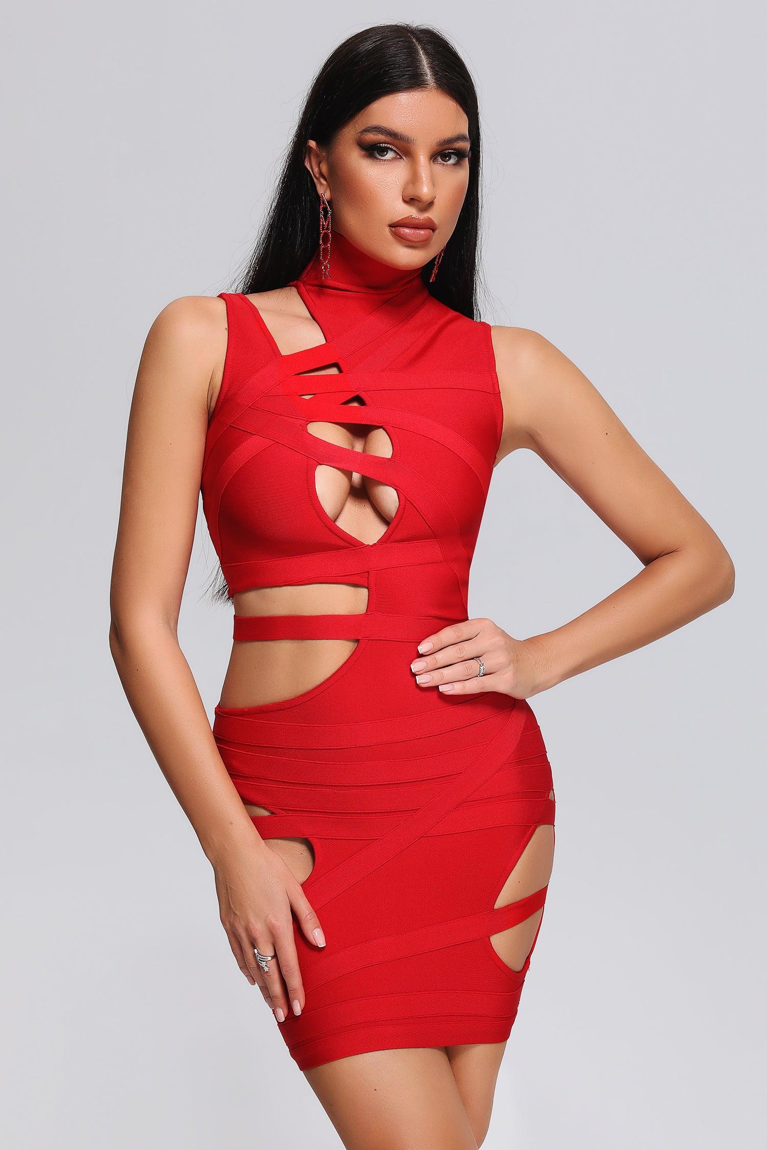 Unica Cutout Mini Bandage Dress - Bellabarnett
