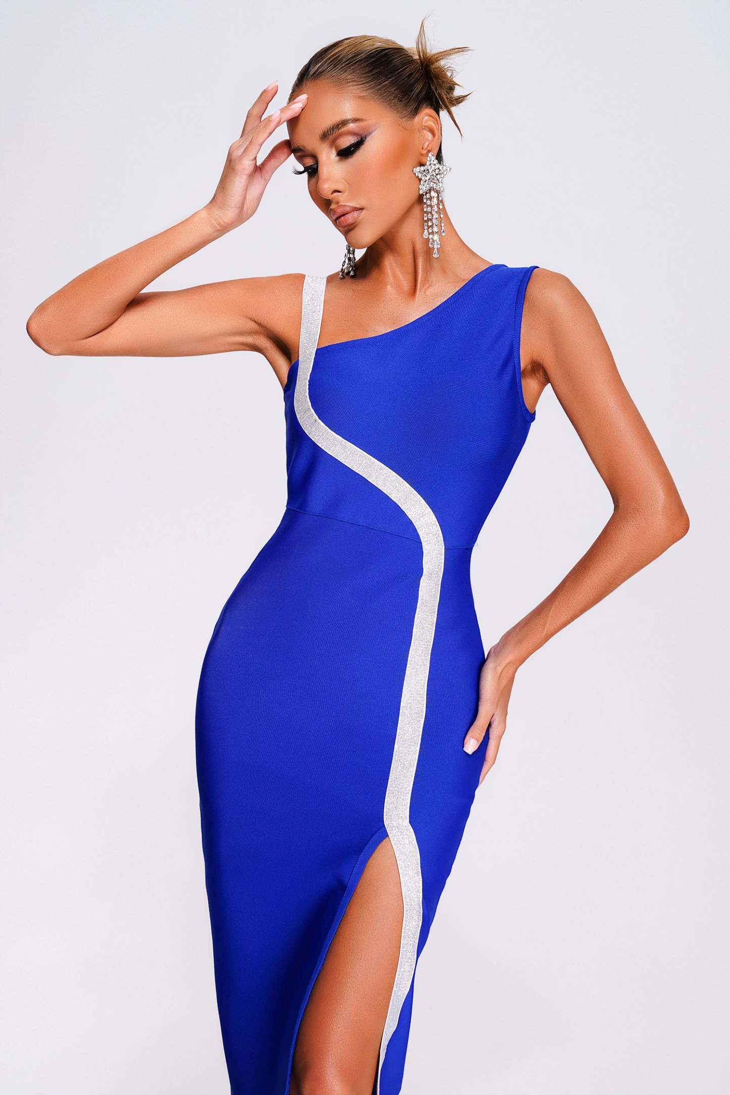 Shardae Slit Midi Bandage Dress