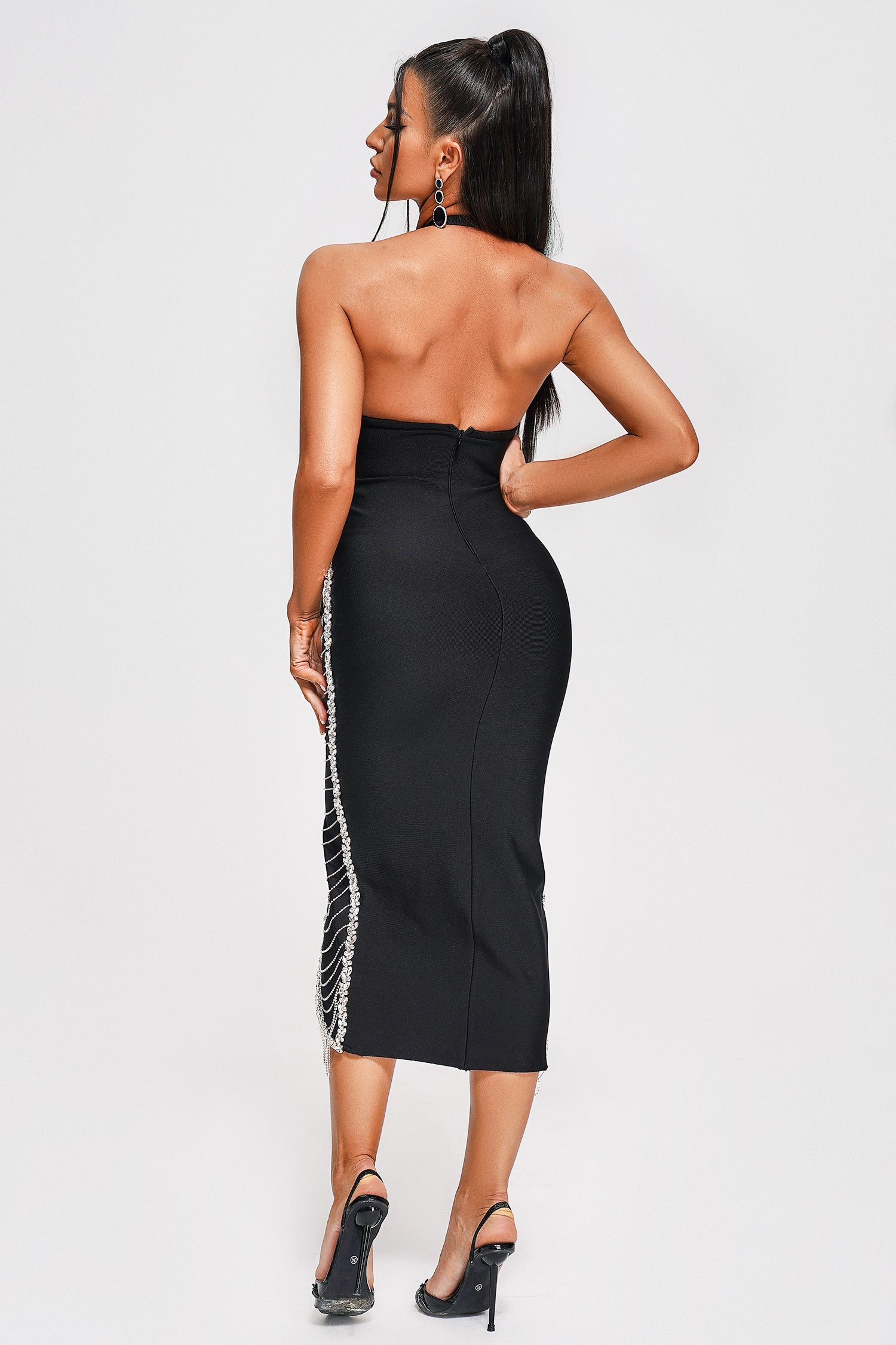 Ruby Diamante Midi Bandage Dress