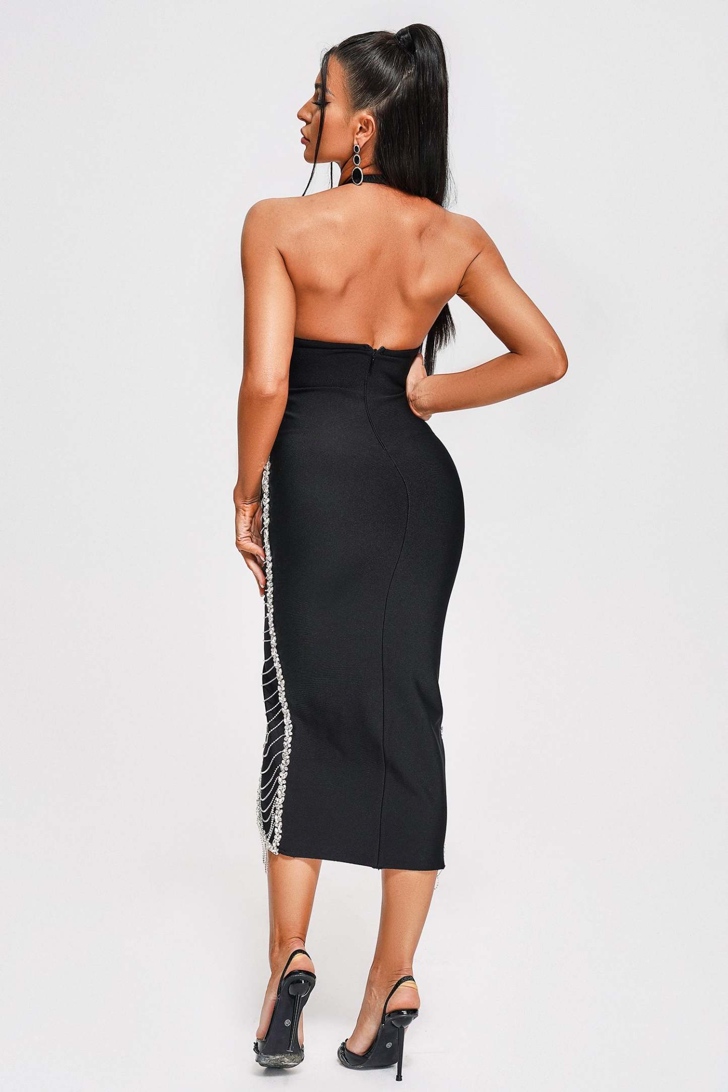 Ruby Diamante Midi Bandage Dress