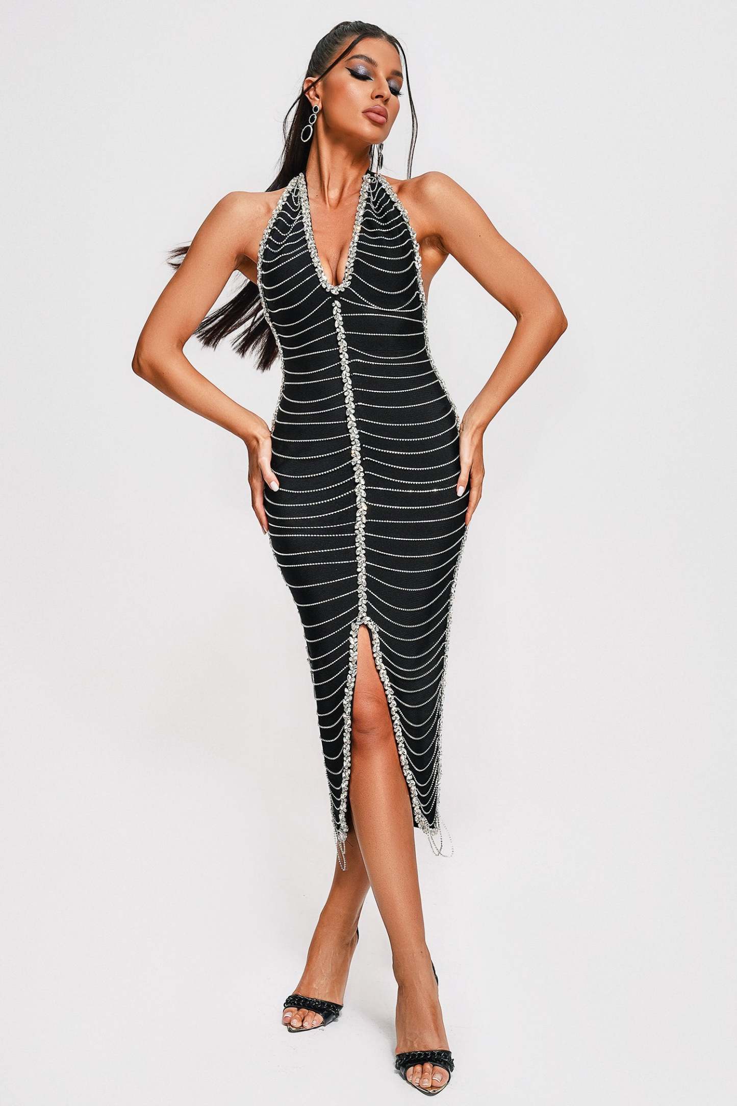 Ruby Diamante Midi Bandage Dress
