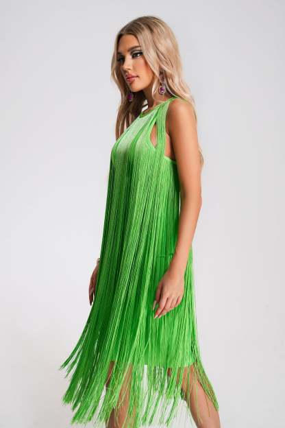 Kamryn Tassel Bandage Midi Dress - Green