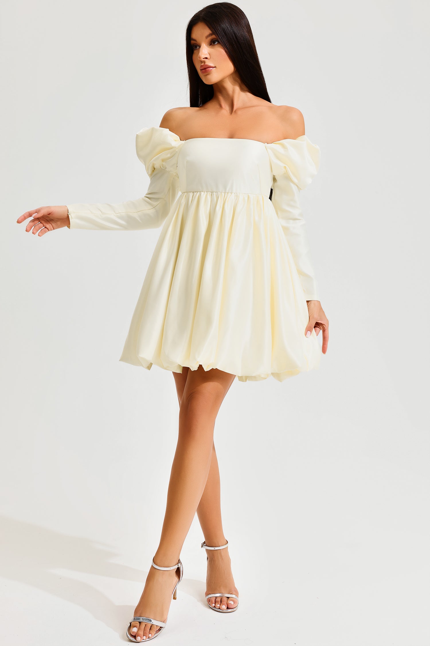 Puff Sleeve Square Neck Mini Dress