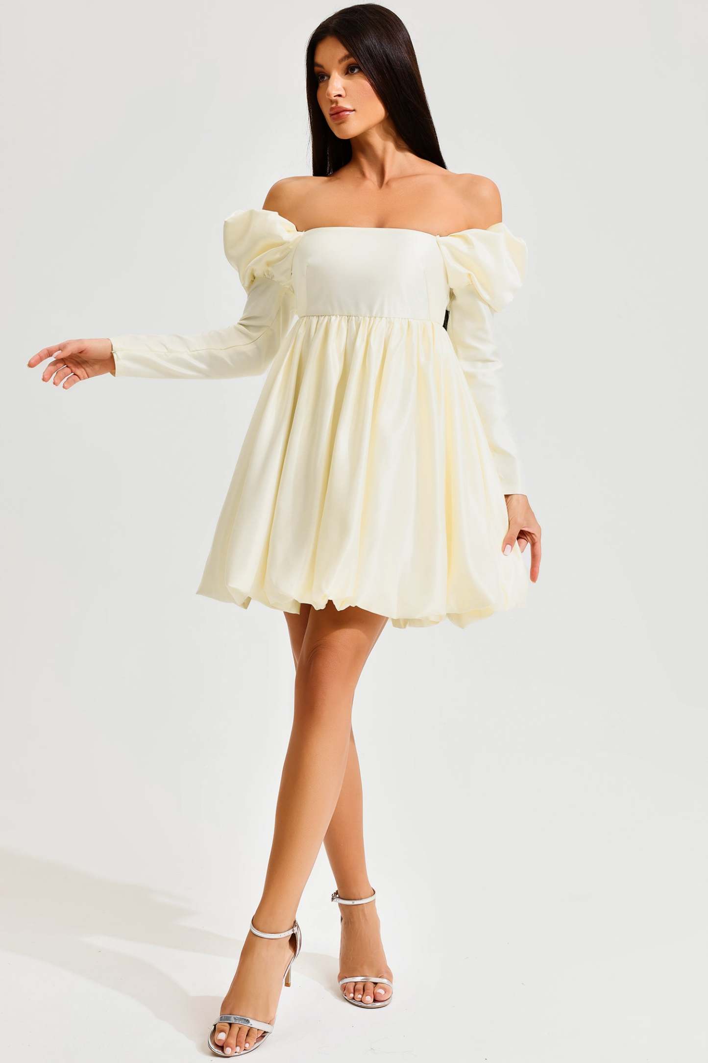 Puff Sleeve Square Neck Mini Dress