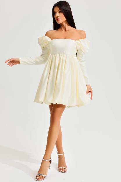 Puff Sleeve Square Neck Mini Dress