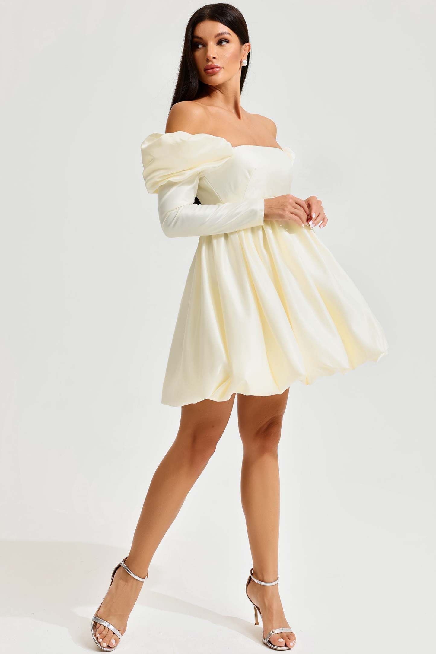 Puff Sleeve Square Neck Mini Dress