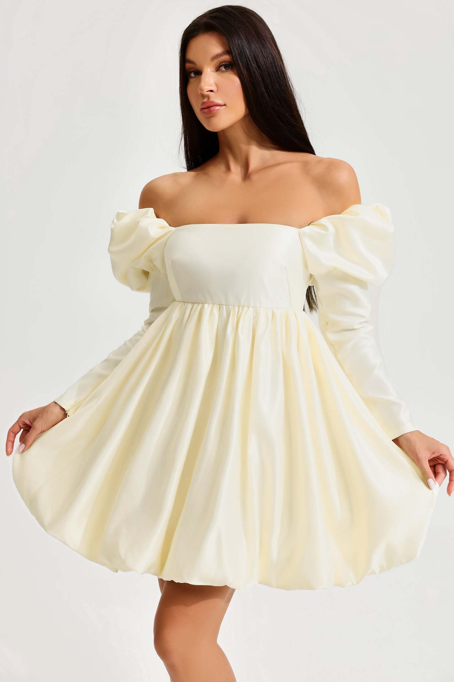 Puff Sleeve Square Neck Mini Dress