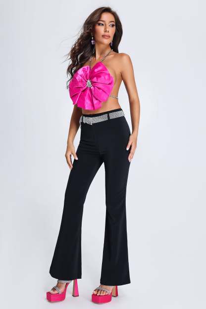 Felisia Halterneck Satin Flower Top