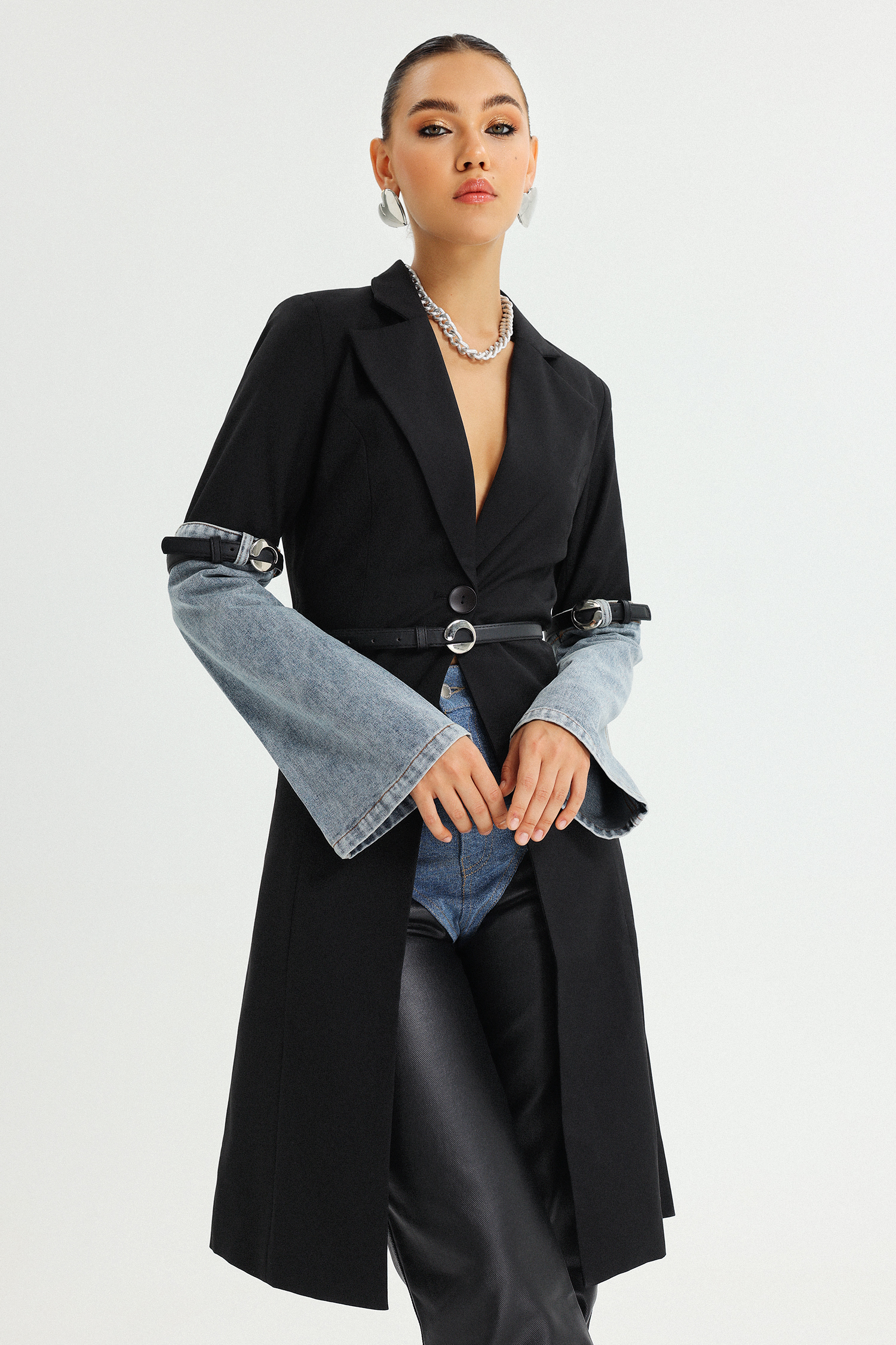 Miney Denim-Sleeves Coat