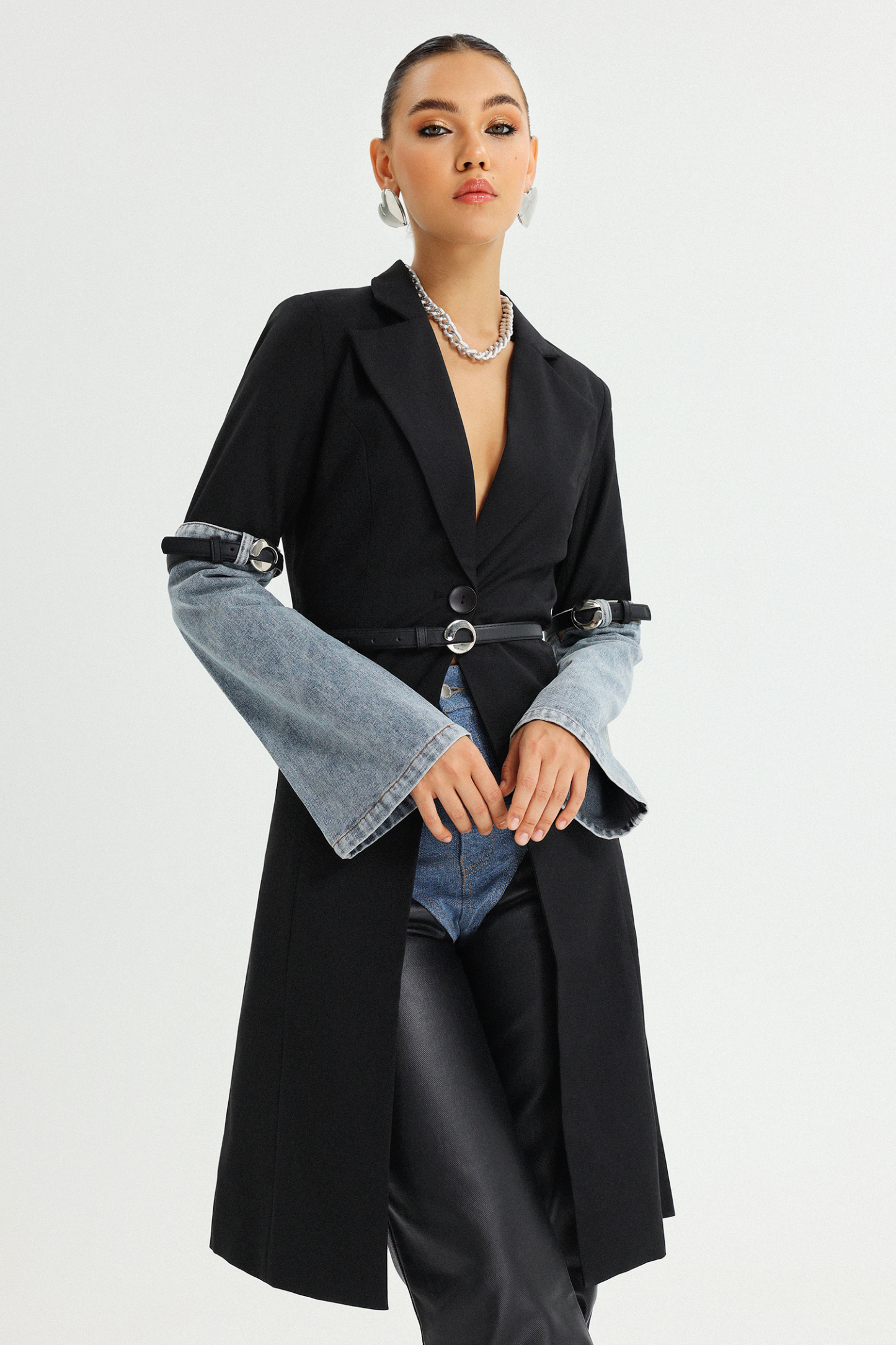 Miney Denim-Sleeves Coat