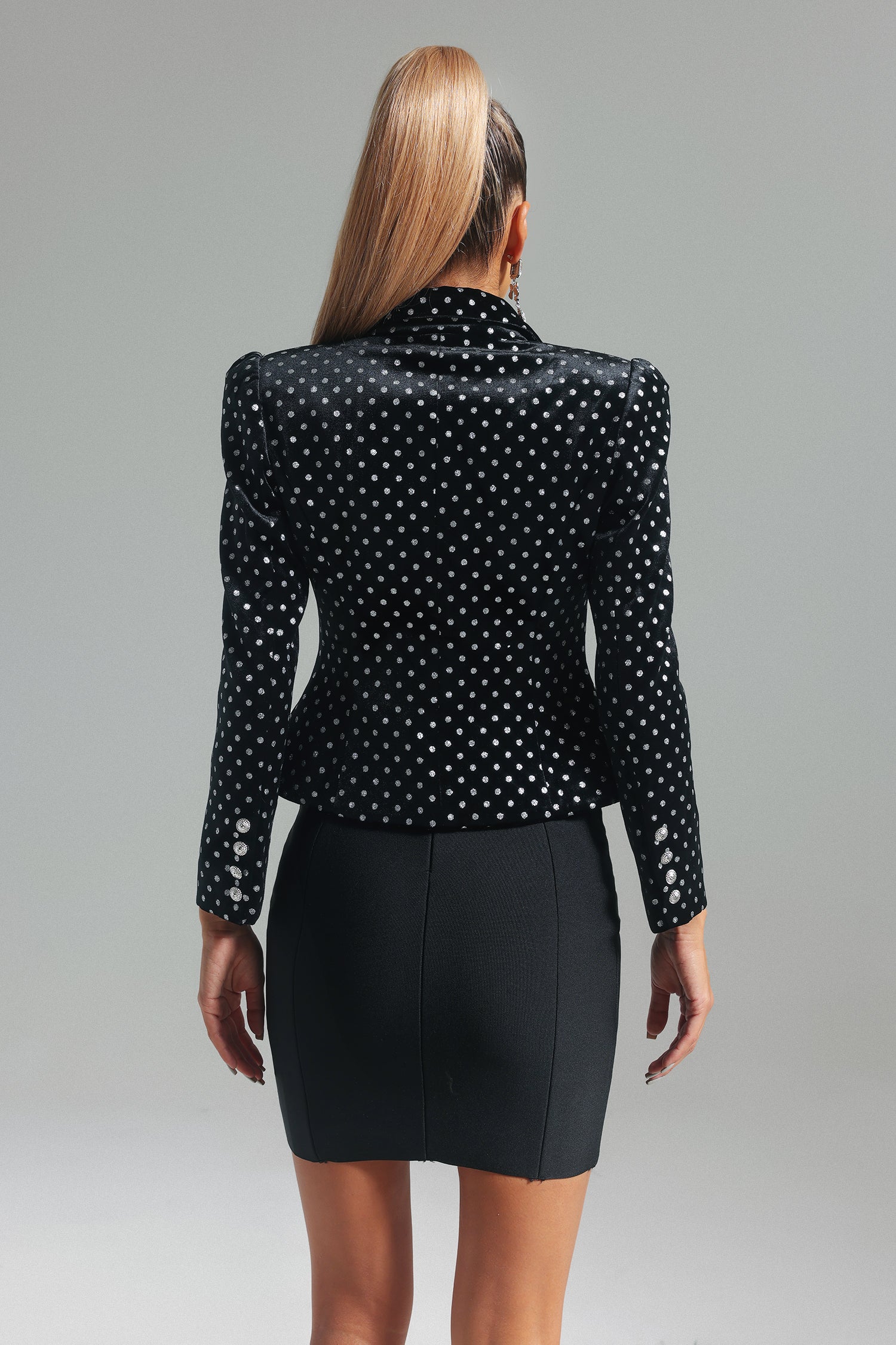 Joanna Polka-Dotted Velvet Blazer