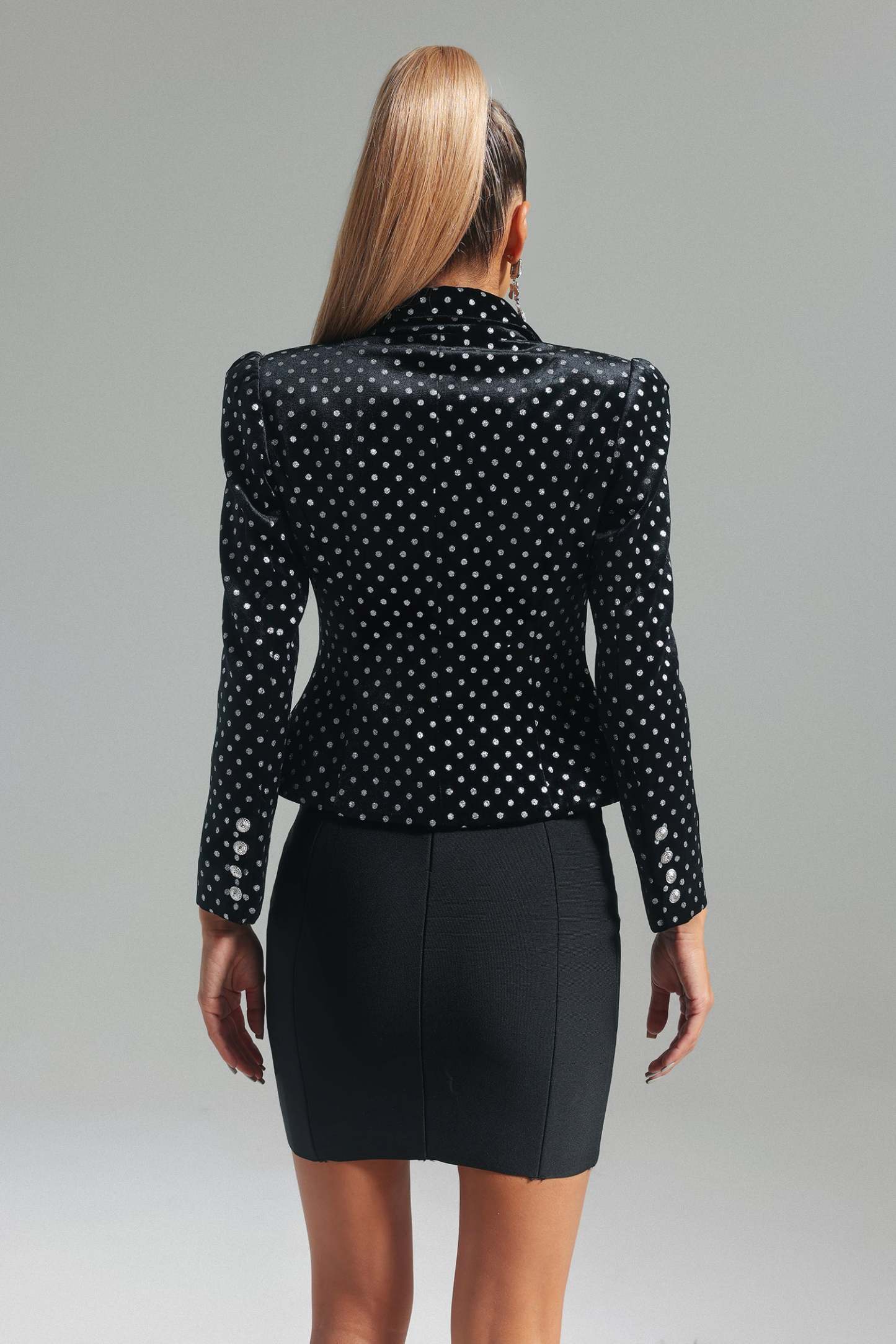 Joanna Polka-Dotted Velvet Blazer