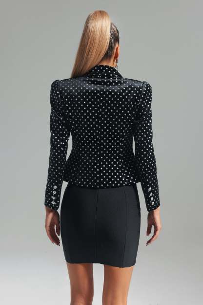 Joanna Polka-Dotted Velvet Blazer