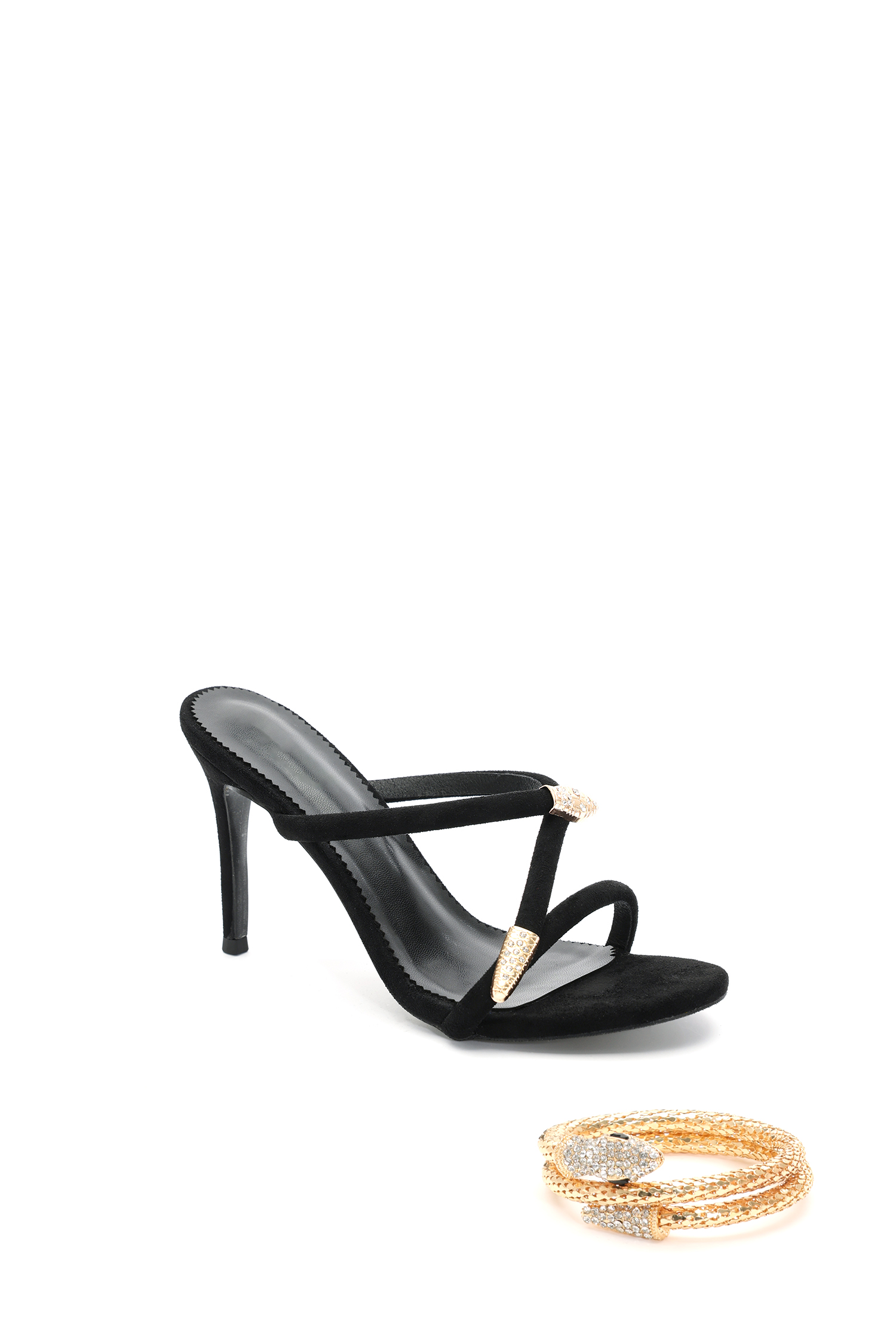 Poly Metal Diamante Stiletto Sandles