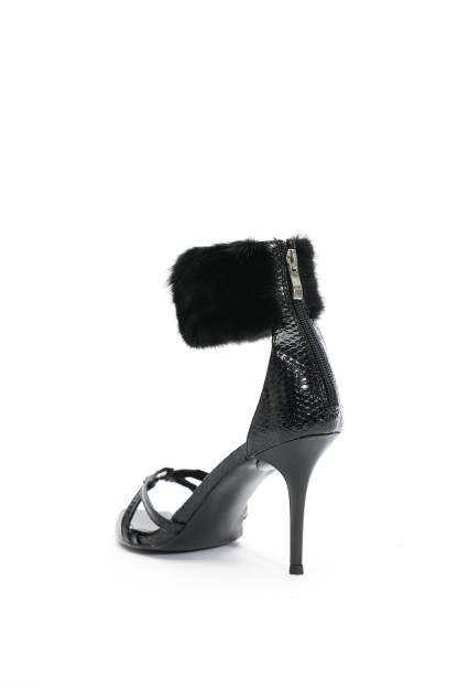 Myka Furry Zipper Stiletto Sandles