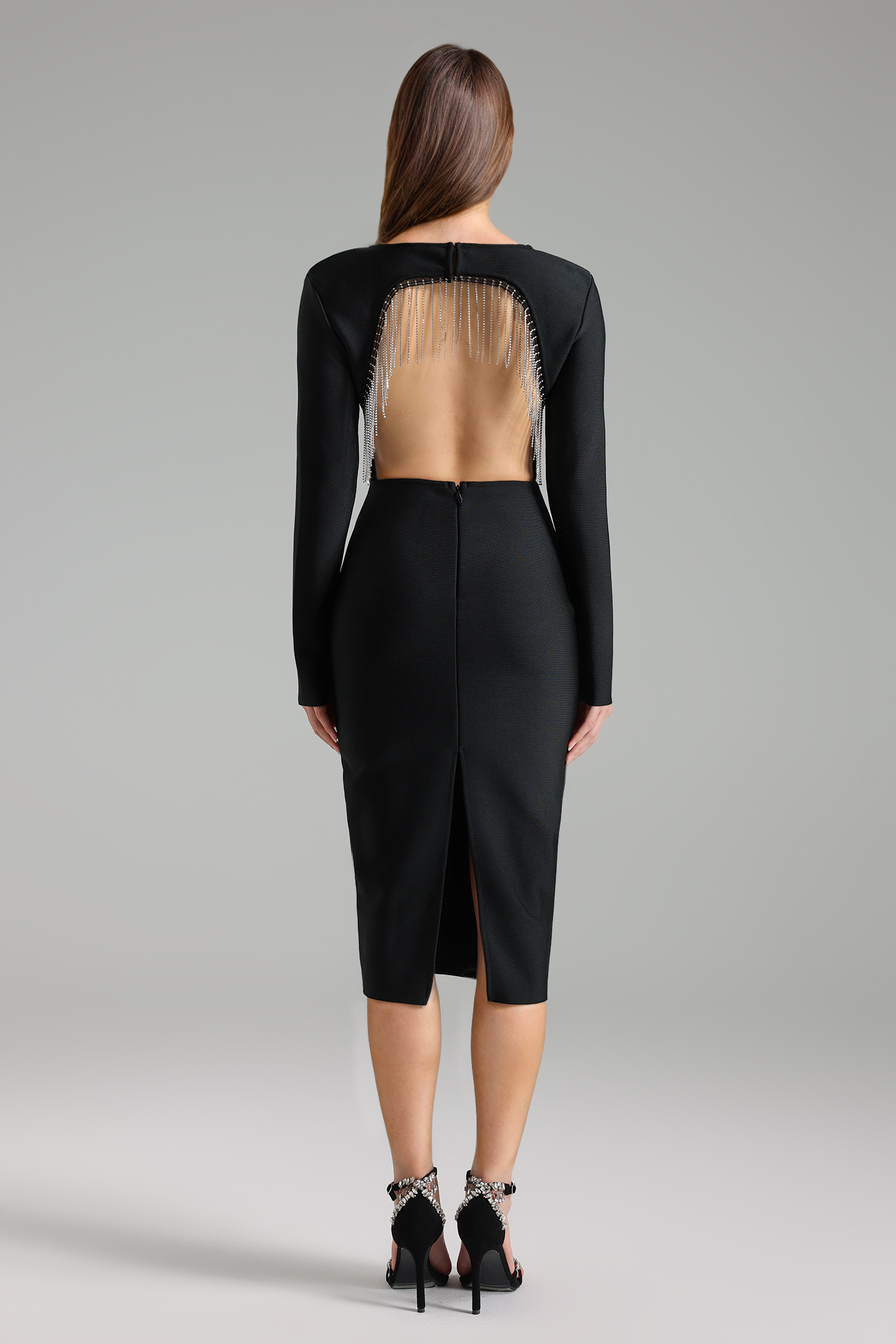 Wenrey V-Neck Long Sleeve Bandage Maxi Dress