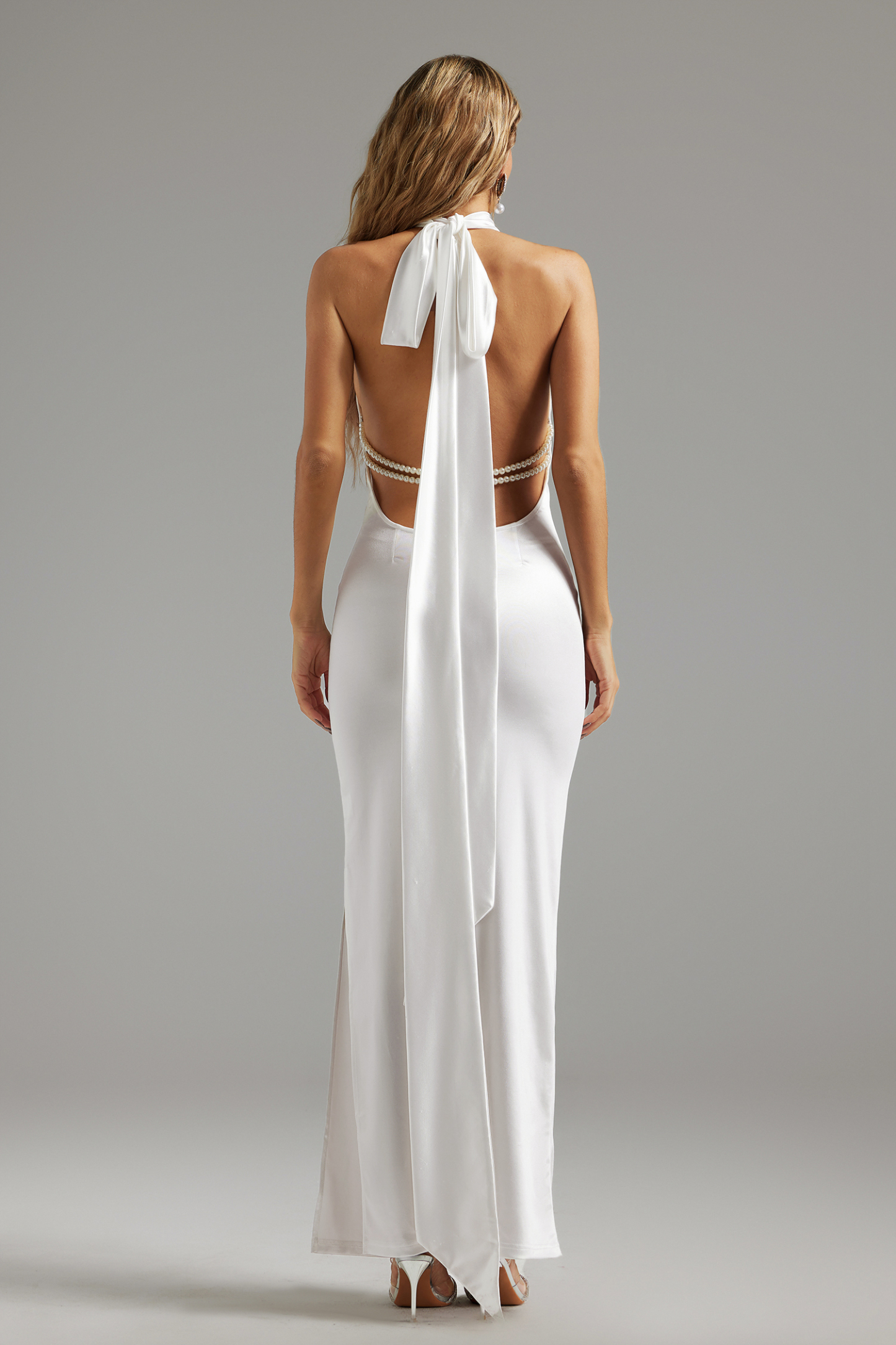 Yuico Halter Satin Maxi Dress