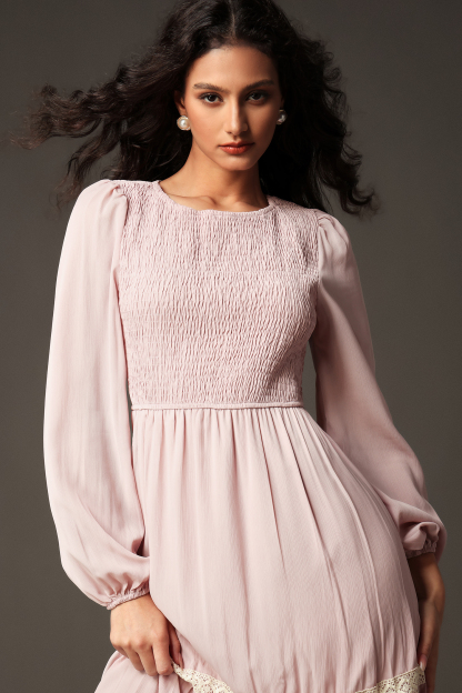 Hester Round Neck Long Sleeves Lace Maxi Dress