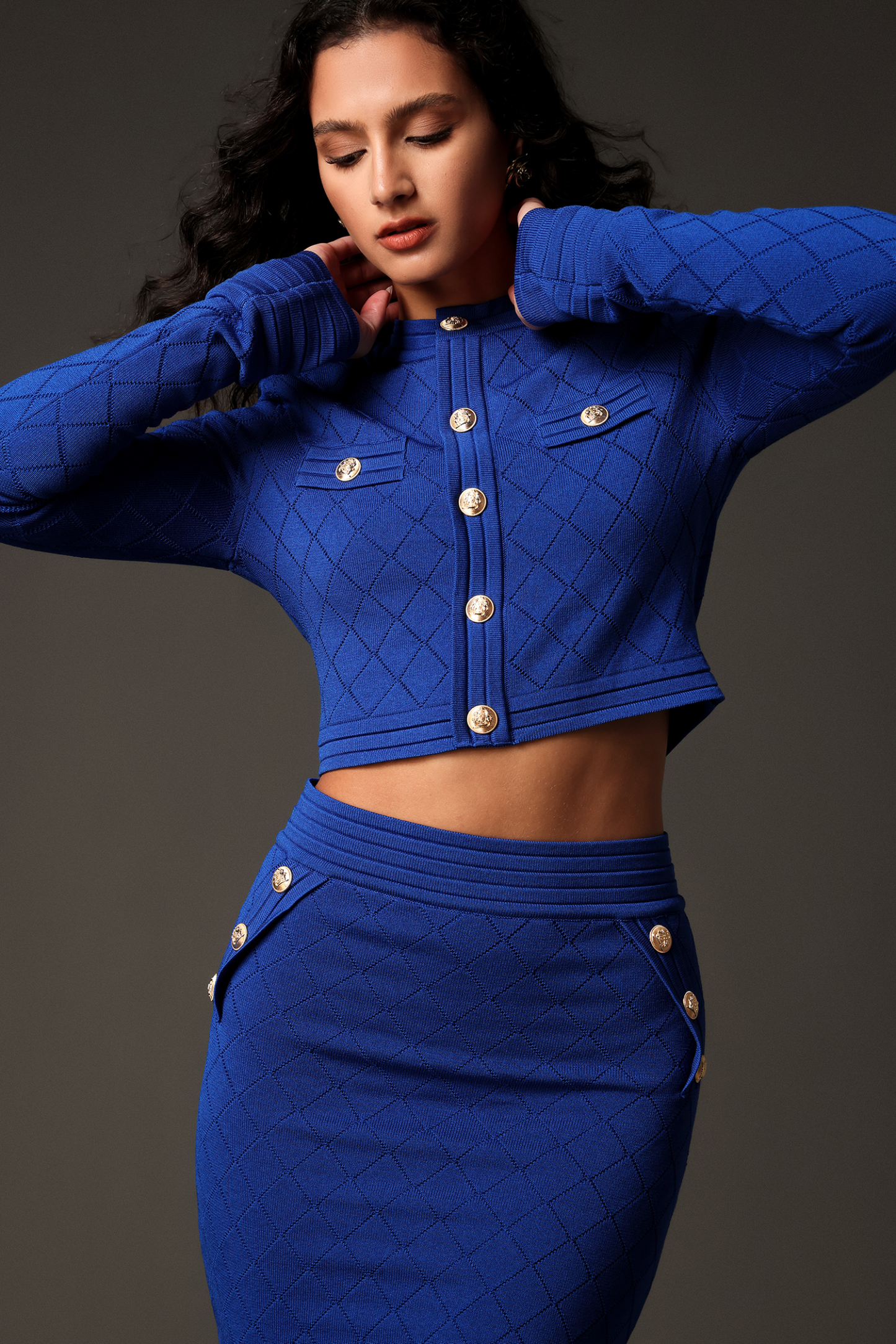 Icey Long Sleeves Metal Buckle Two-Piece Set