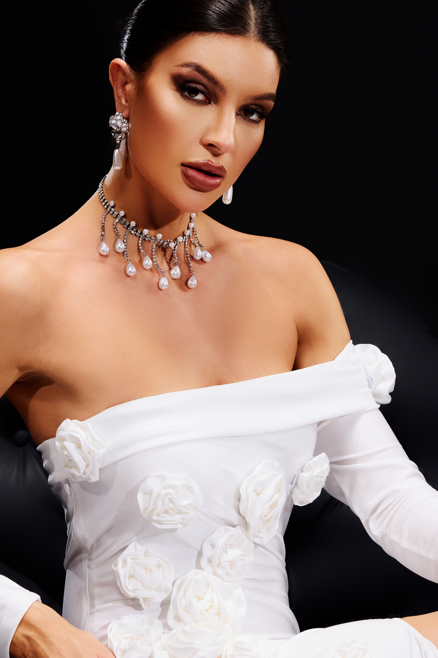 Nerlii Flower Off Shoulder Maxi Dress