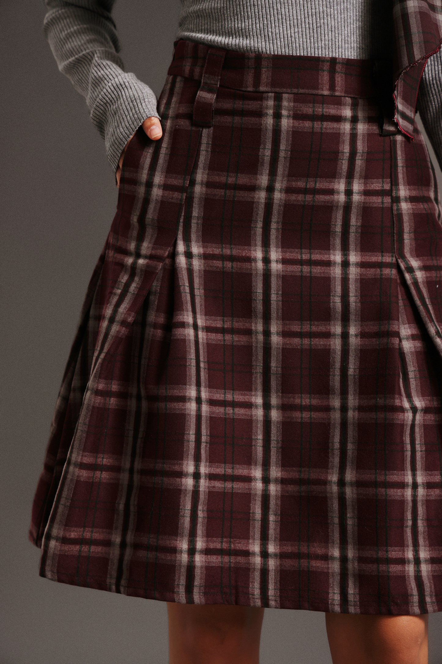 Yuio Lattice Belt Midi Skirt