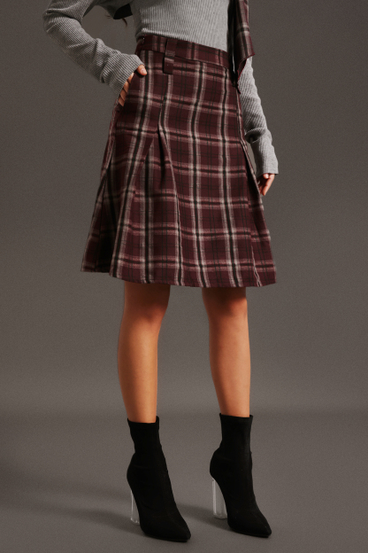Yuio Lattice Belt Midi Skirt