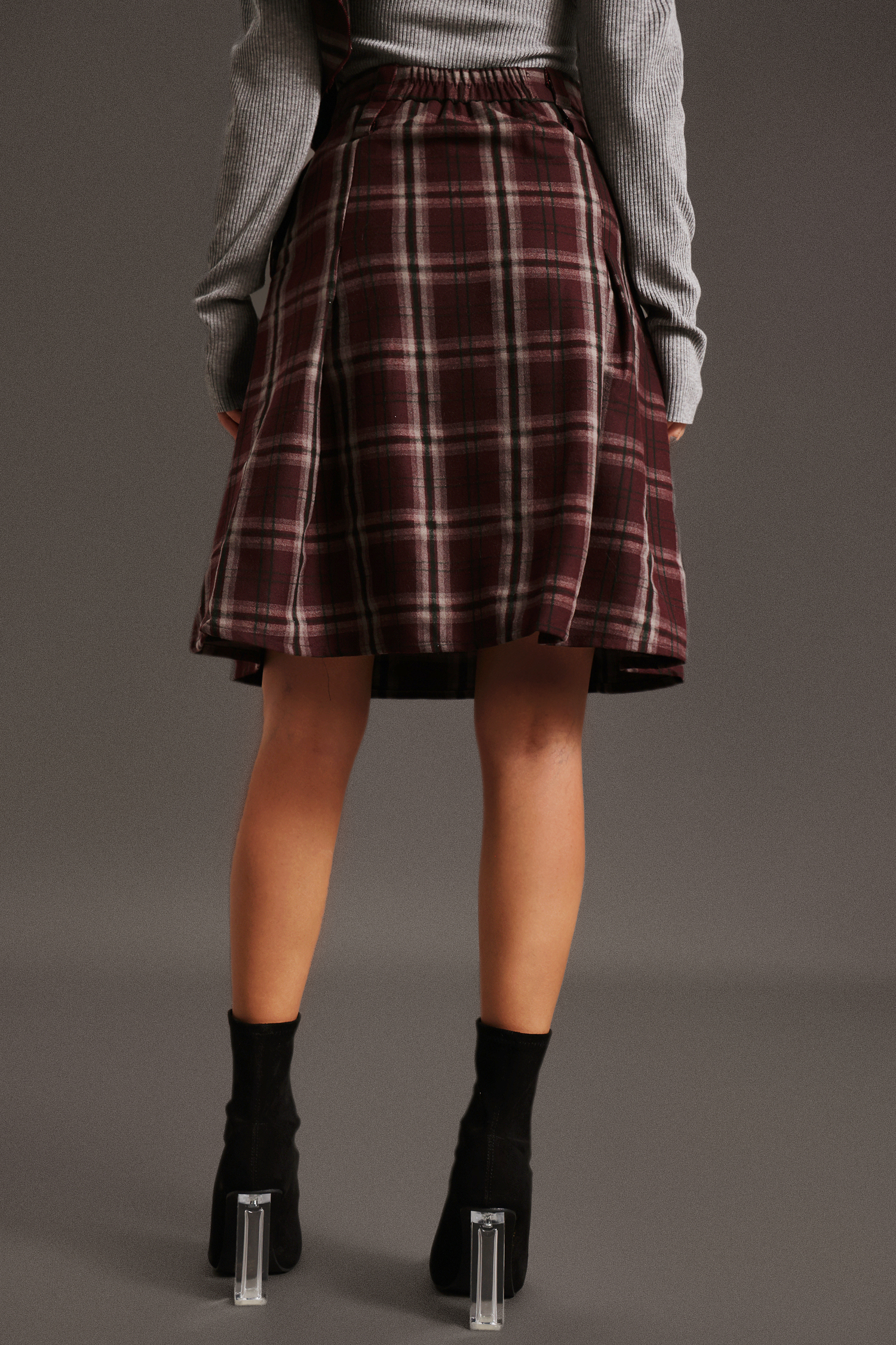 Yuio Lattice Belt Midi Skirt