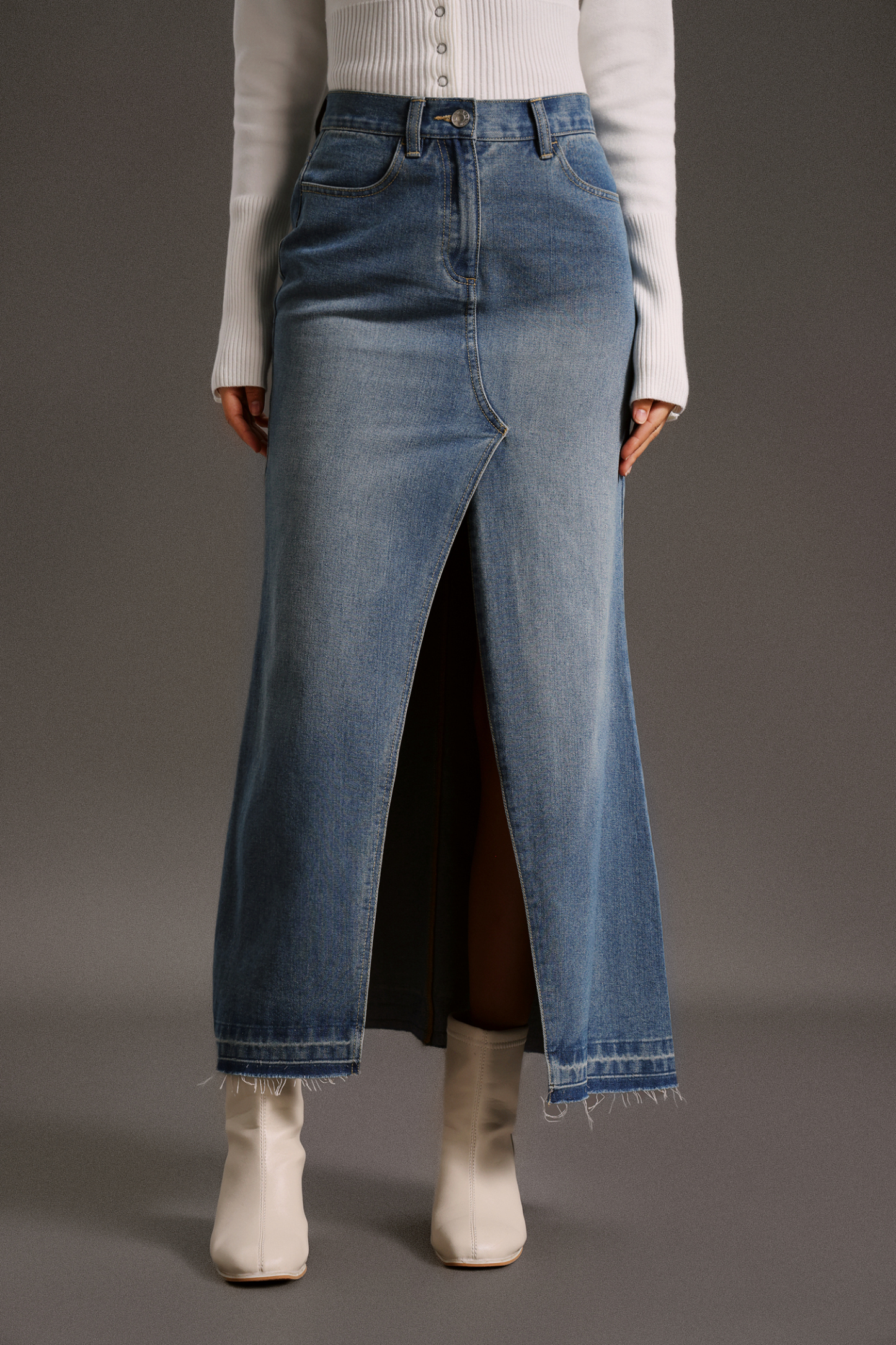Eweny High Slit Cowboy Skirt