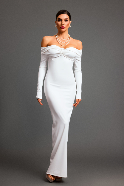 Verne Off Shoulder Long Sleeves Backless Maxi Dress