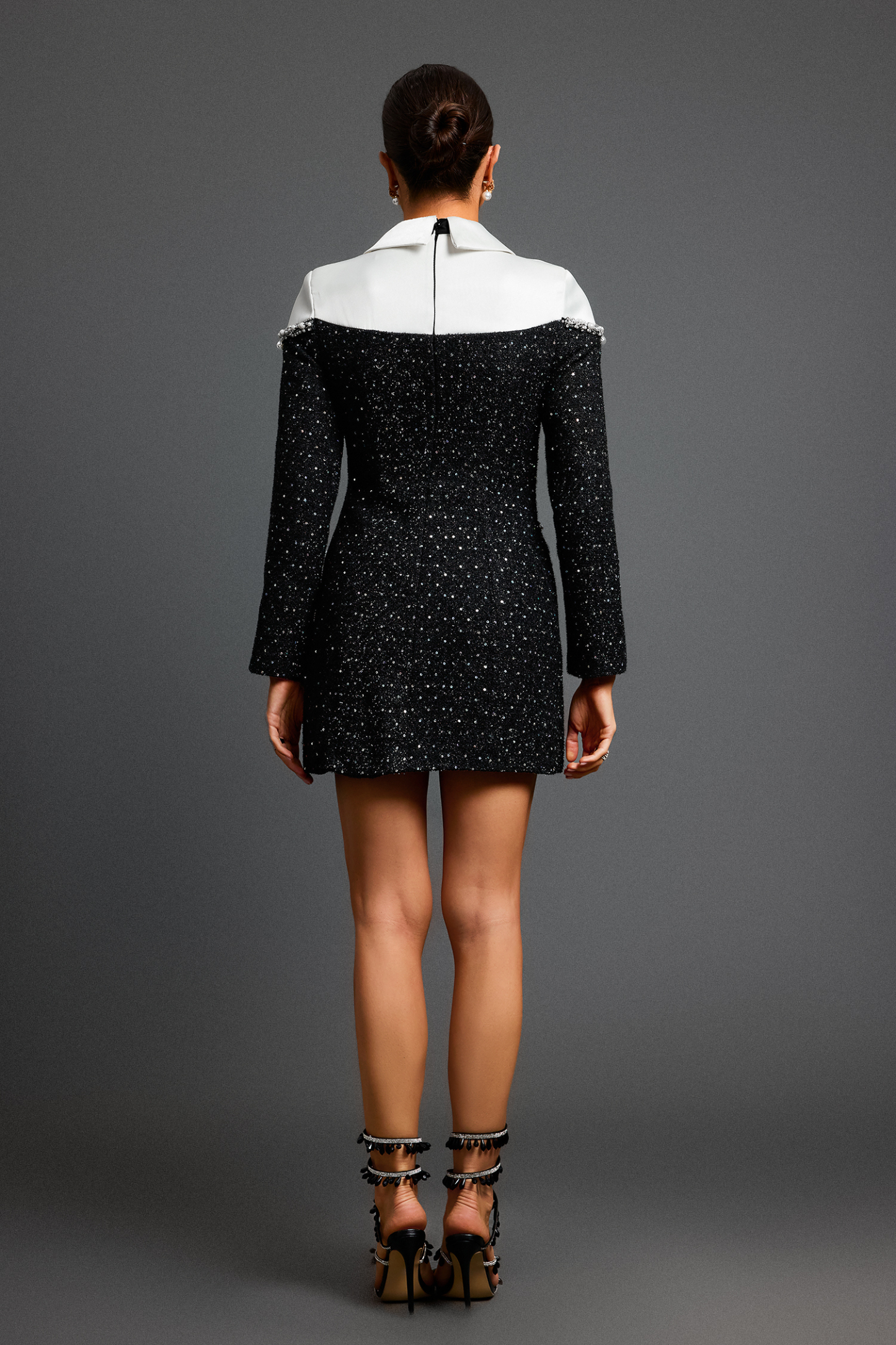 Lunare Long Sleeves Sequin Beading Mini Dress