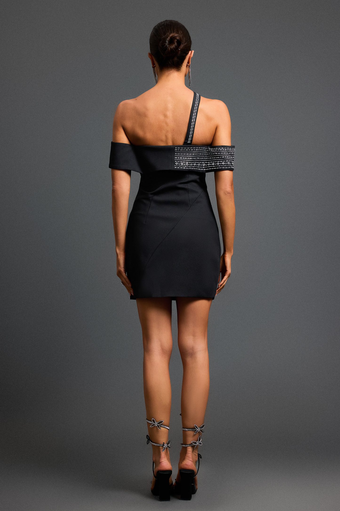 Lakei Off Shoulder Hot Fix Mini Dress