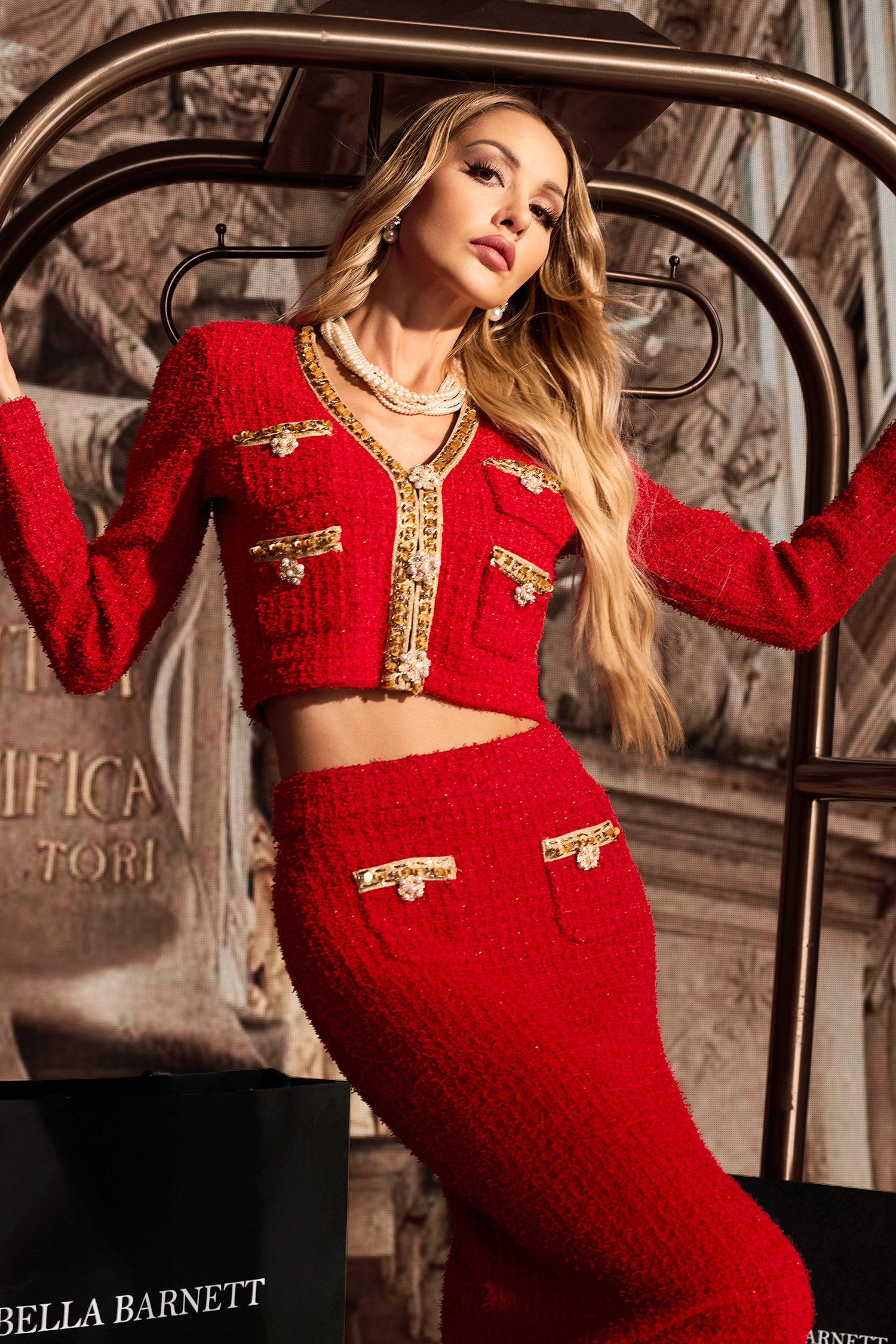 Umeko V-neck Pearl Splice Set