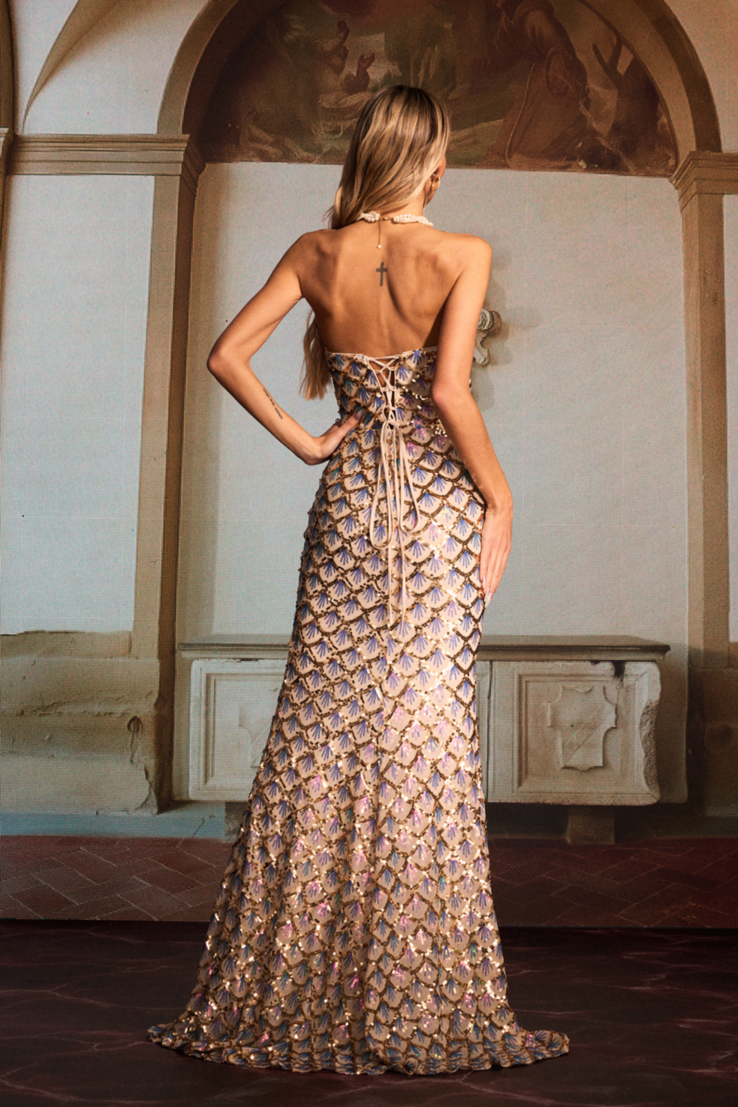 Kavasa Corset Diamond Maxi Dress