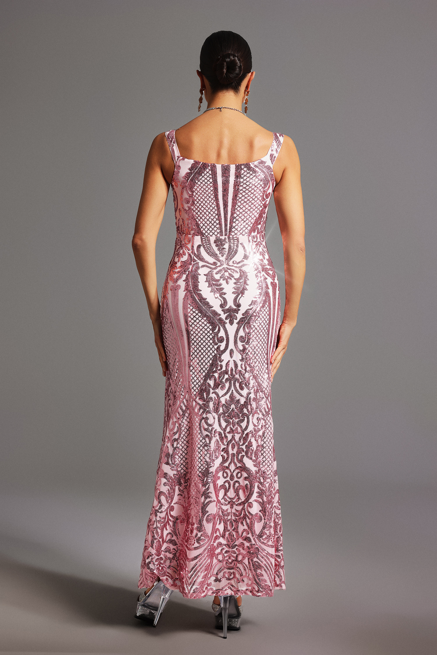 Yalyka Off-the-Shoulder V-Neck Slit Maxi Dress