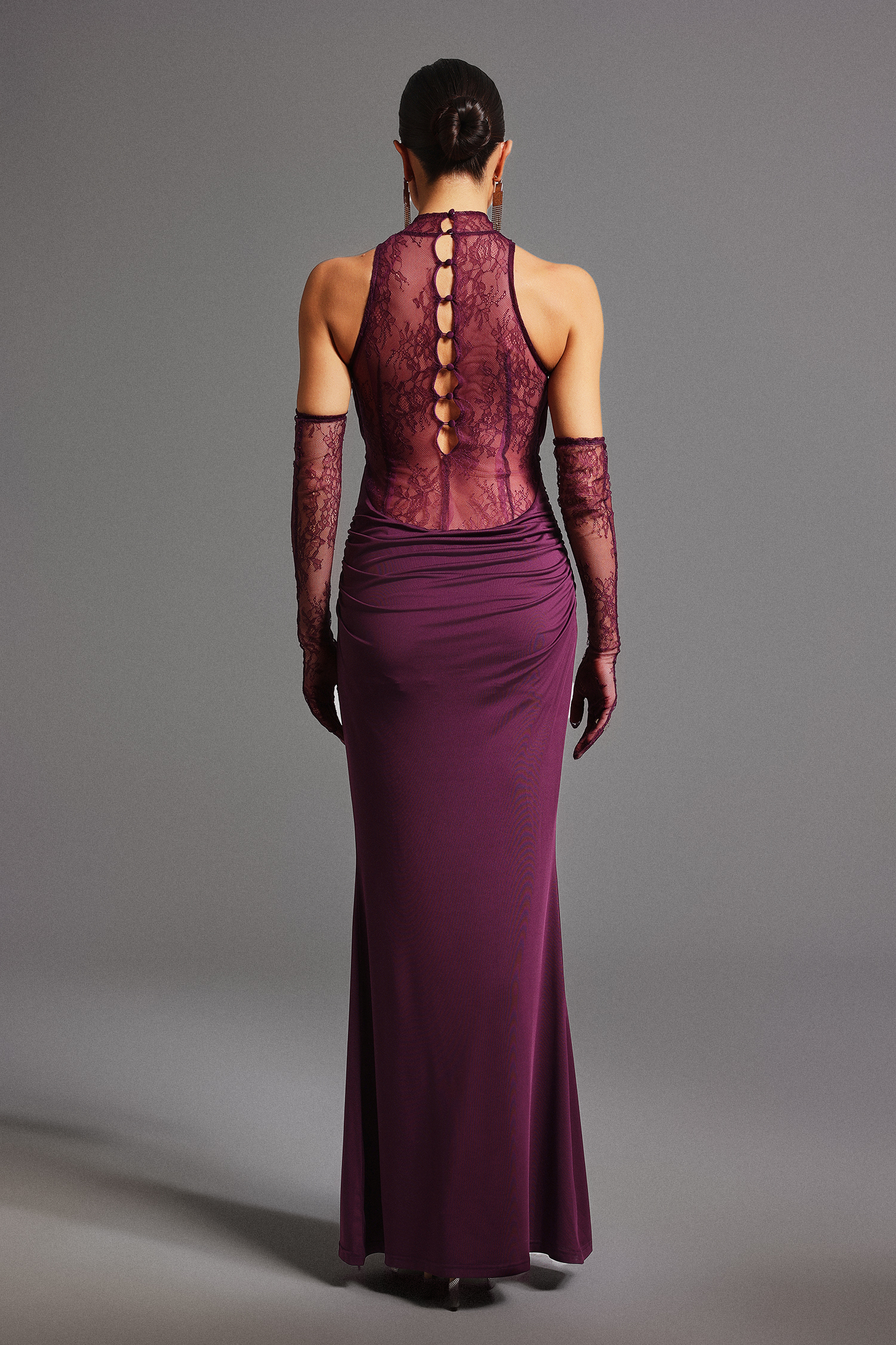 Wezal Swing Collar Lace Maxi Dress