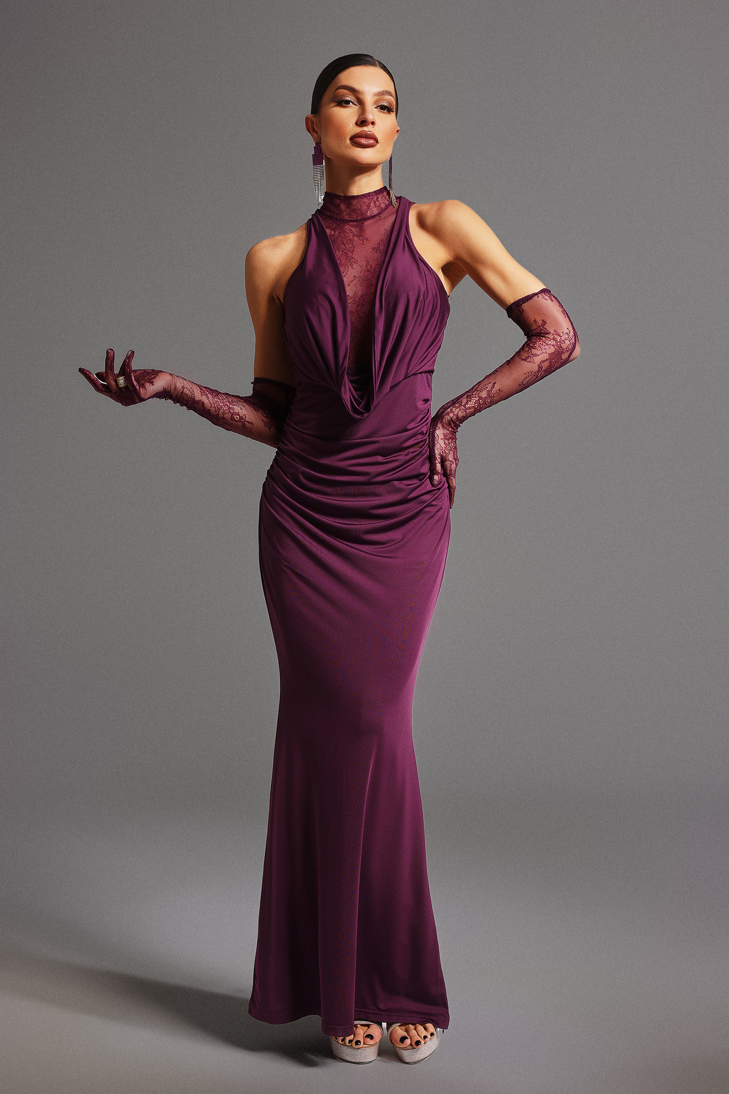 Wezal Swing Collar Lace Maxi Dress