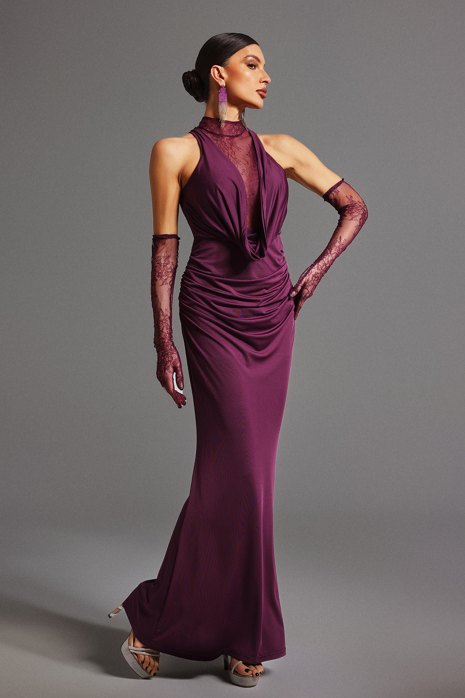 Wezal Swing Collar Lace Maxi Dress