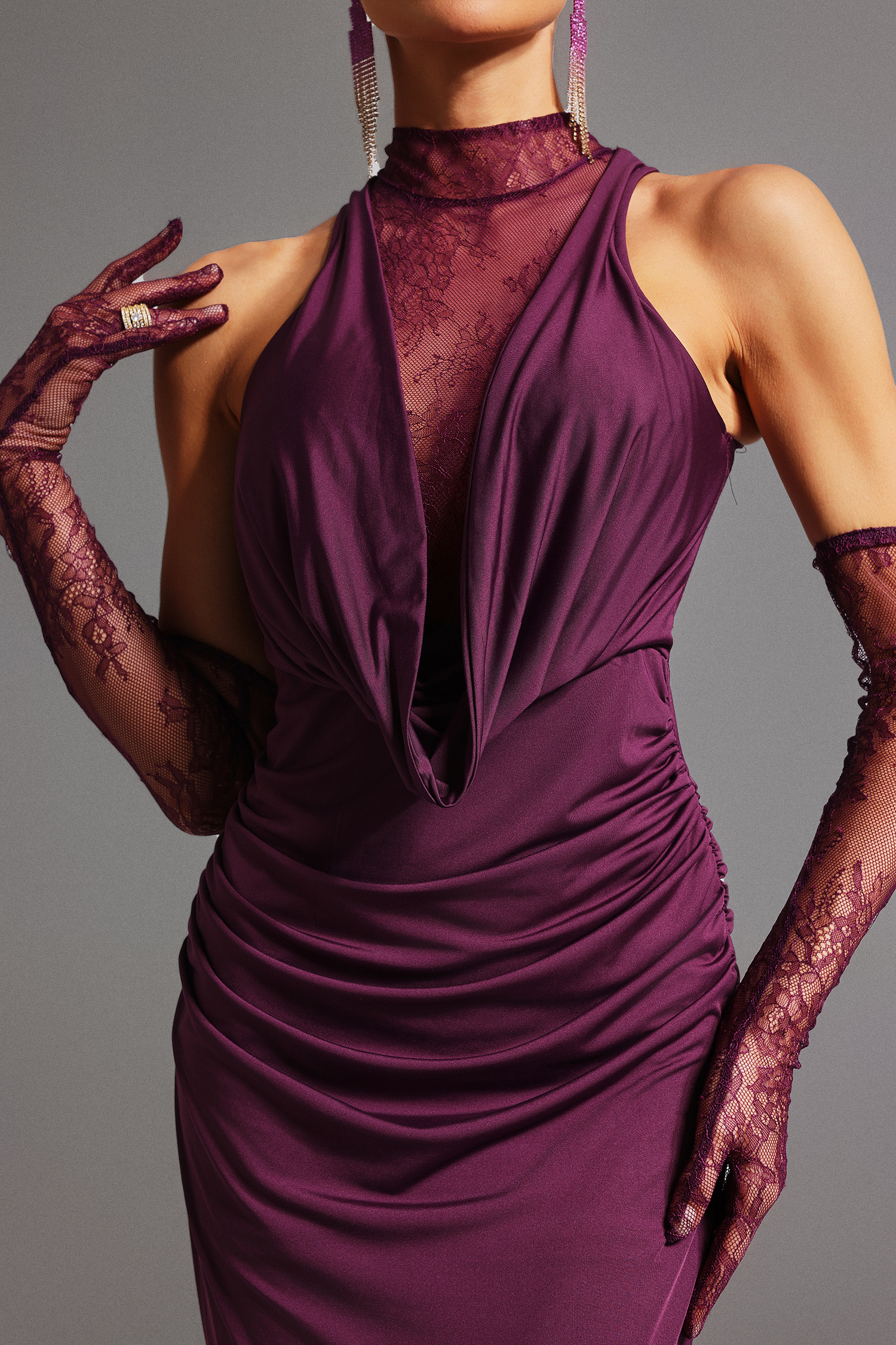 Wezal Swing Collar Lace Maxi Dress